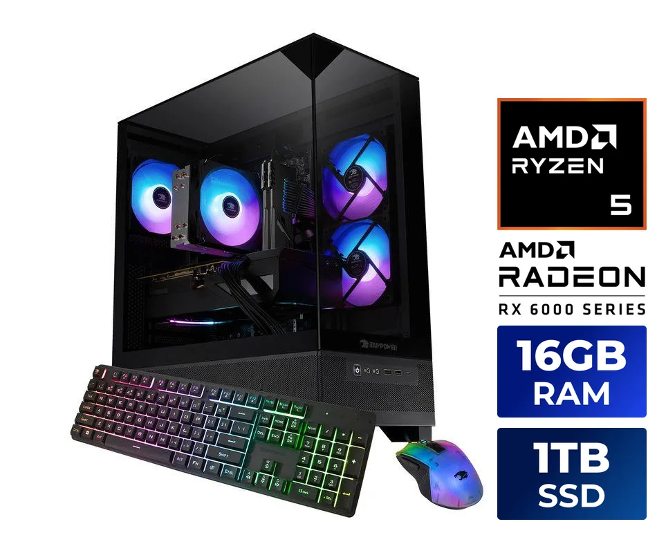 iBUYPOWER iBUYPOWER ESA5R65XT03 Gaming PC Ryzen 5 5500 Radeon RX 6500 XT 16GB DDR4 1TB NVMe — product photo