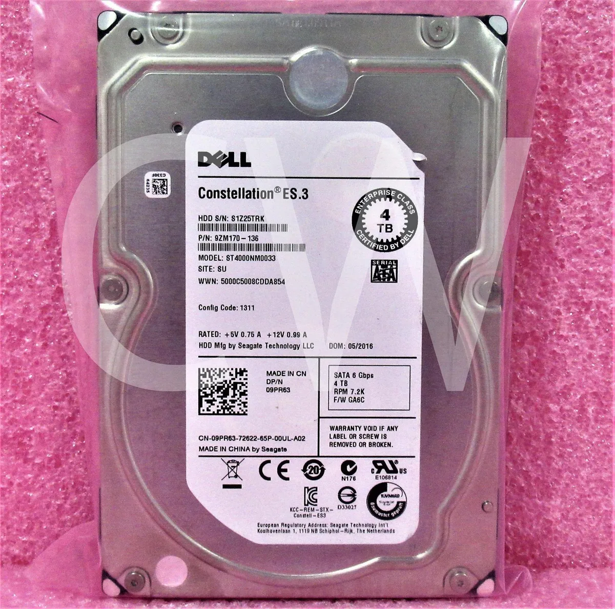 Silver 3.5 inch SATA hard drive with circuit board visible