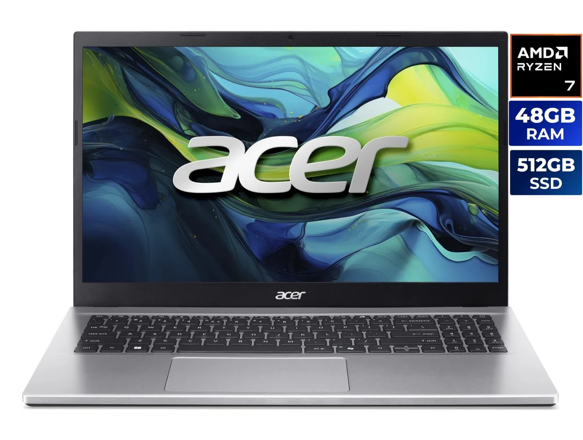Steel Gray Acer Aspire Go 15 laptop closed on a plain background