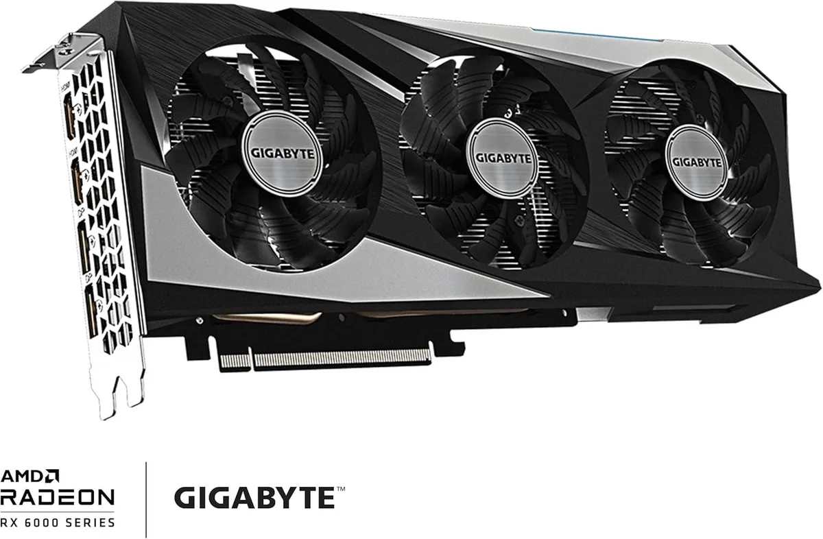 GIGABYTE Radeon RX 6600 XT Gaming OC graphics card with triple-fan cooler and metal backplate