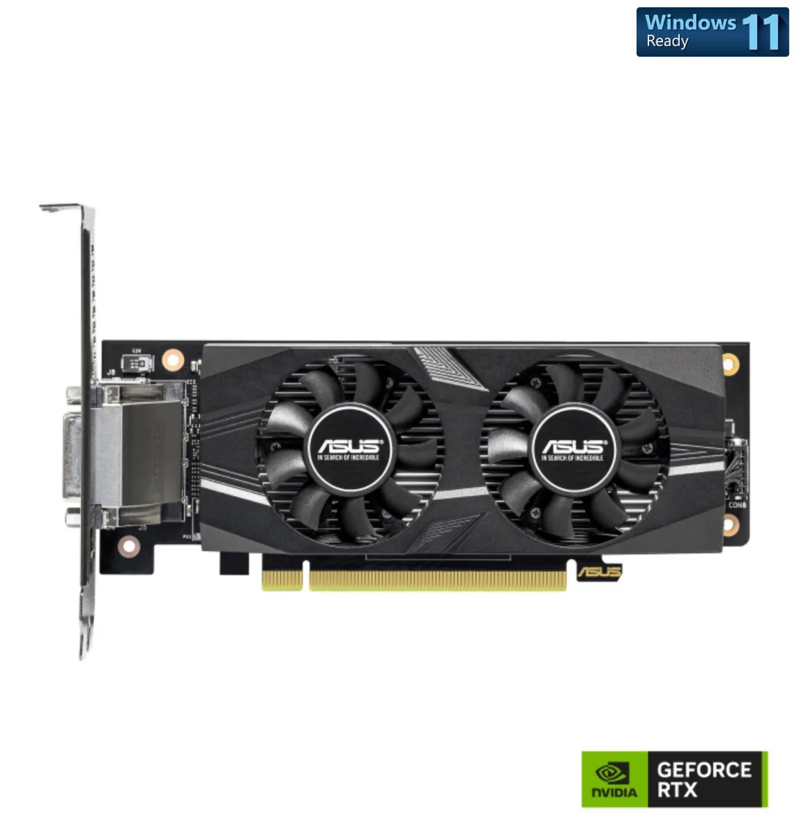 ASUS Dual GeForce RTX 3050 6GB graphics card with two axial-tech fans and metal backplate