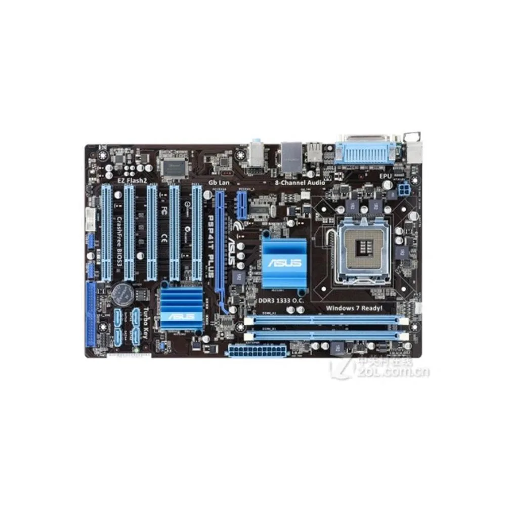 Green ATX motherboard with LGA 775 socket and DDR3 slots