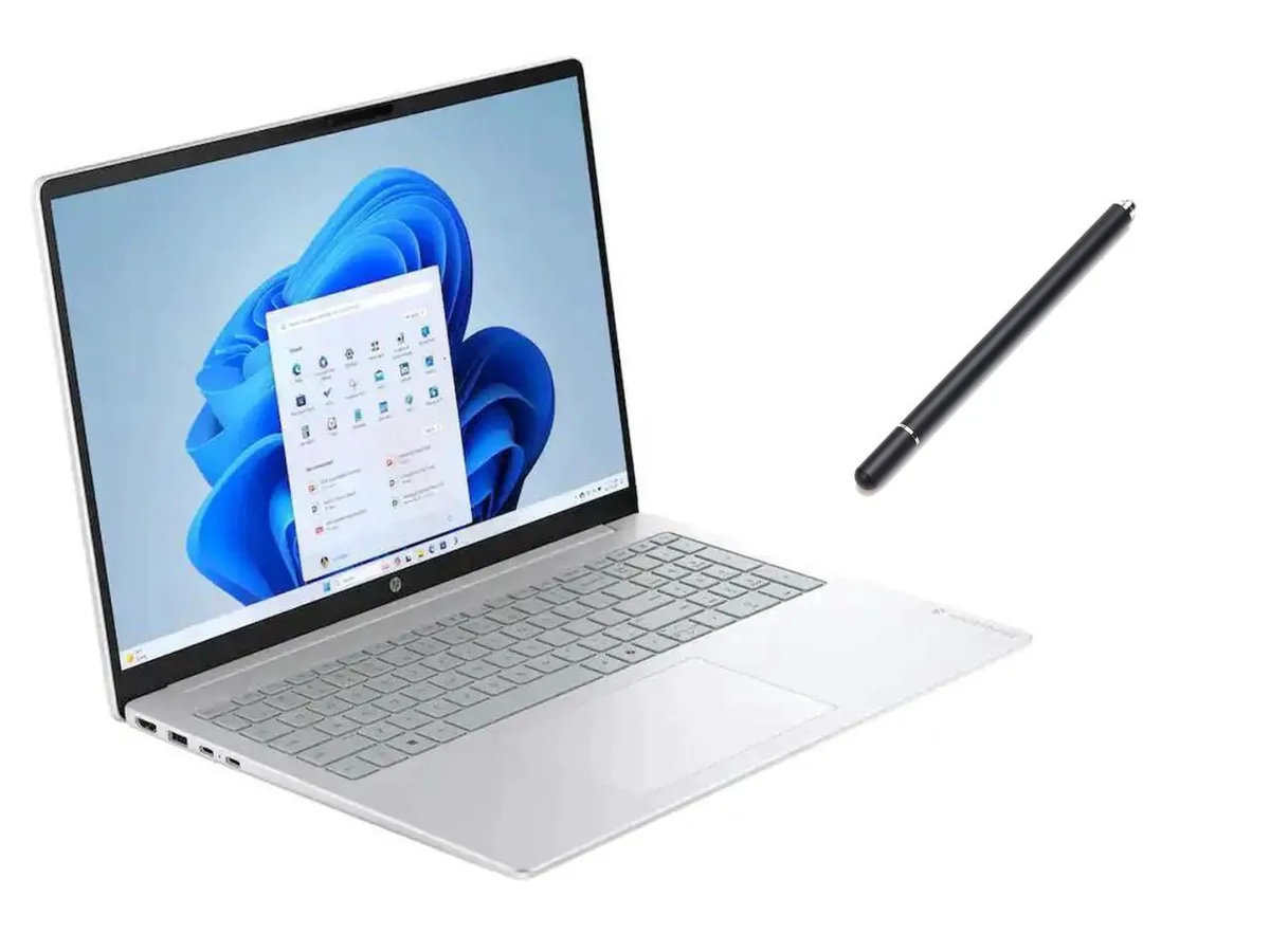 Silver 16 inch touchscreen laptop with slim profile