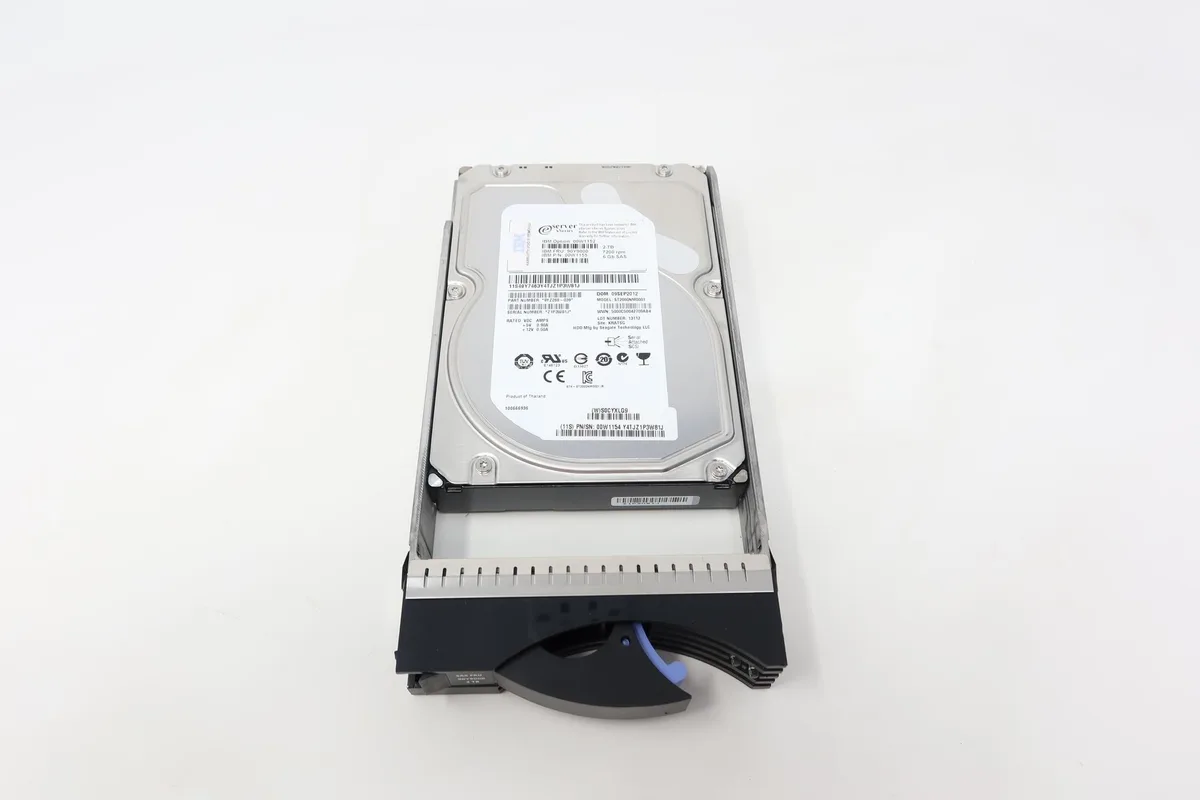 Silver 3.5 inch SAS hard drive with circuit board visible