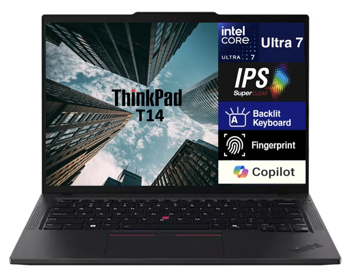 Lenovo Lenovo ThinkPad T14 laptop 14.0" WUXGA Intel Ultra 7-255U 16GB DDR5 4TB PCIe SSD — photo du produit