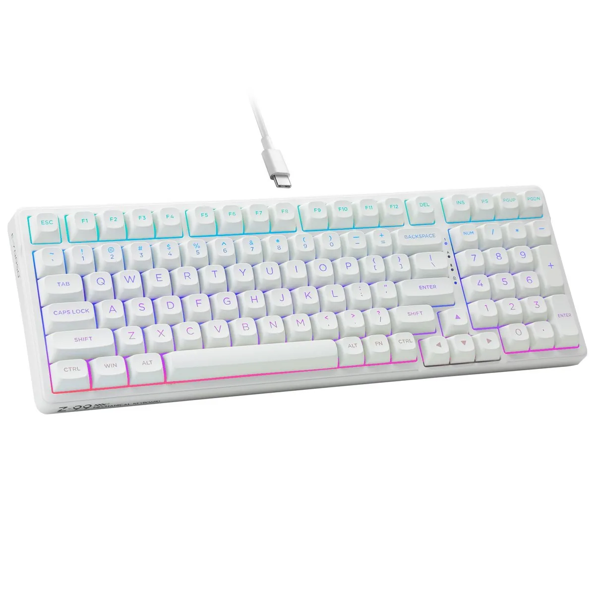 HUO JI 608-1100 Creamy White Mechanical Gaming Keyboard 99 Keys 96% Layout — termékfotó