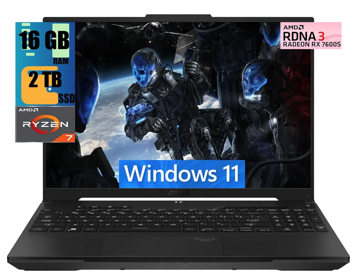 Gray 16 inch gaming laptop with matte finish and backlit keyboard
