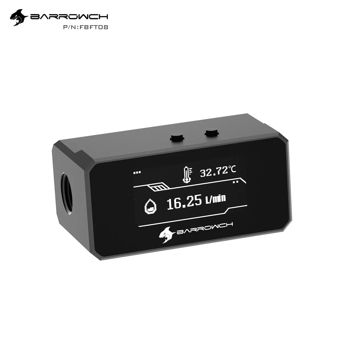 Black rectangular OLED protector with digital display and 8-pin connector
