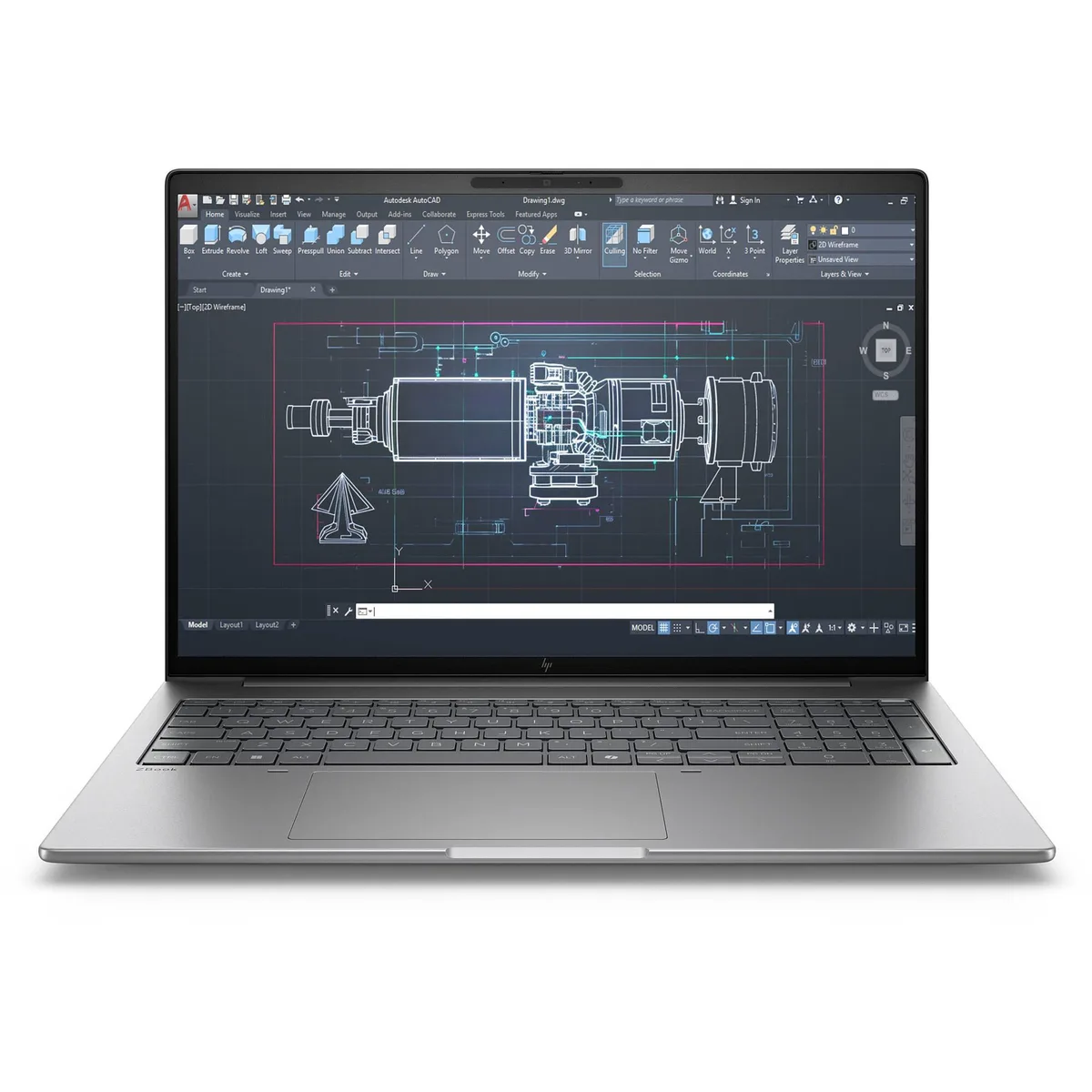 Silver 16-inch gaming laptop with thin profile and backlit keyboard