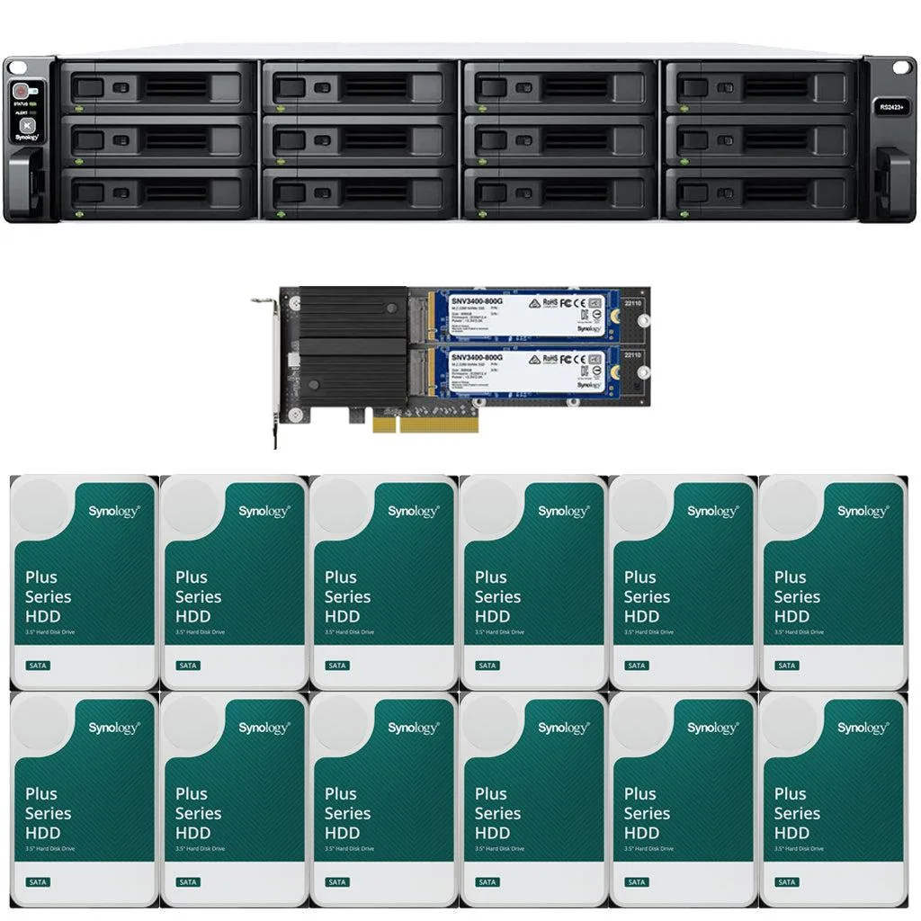 Synology Inc. Synology RS2423+ 12-Bay Rackmount NAS 8GB 72TB 1.6TB Cache — product photo