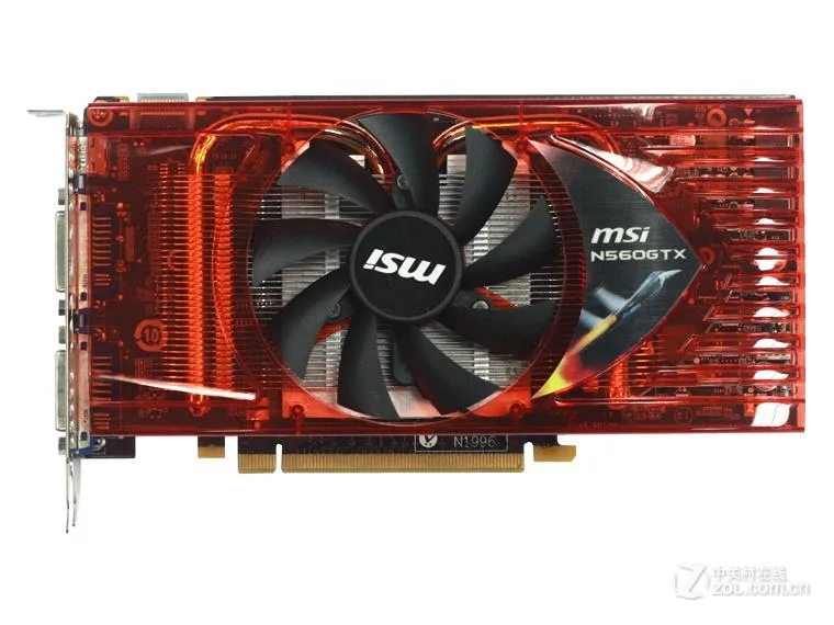MSI GTX 560 graphics card with dual-slot cooler and GDDR5 memory