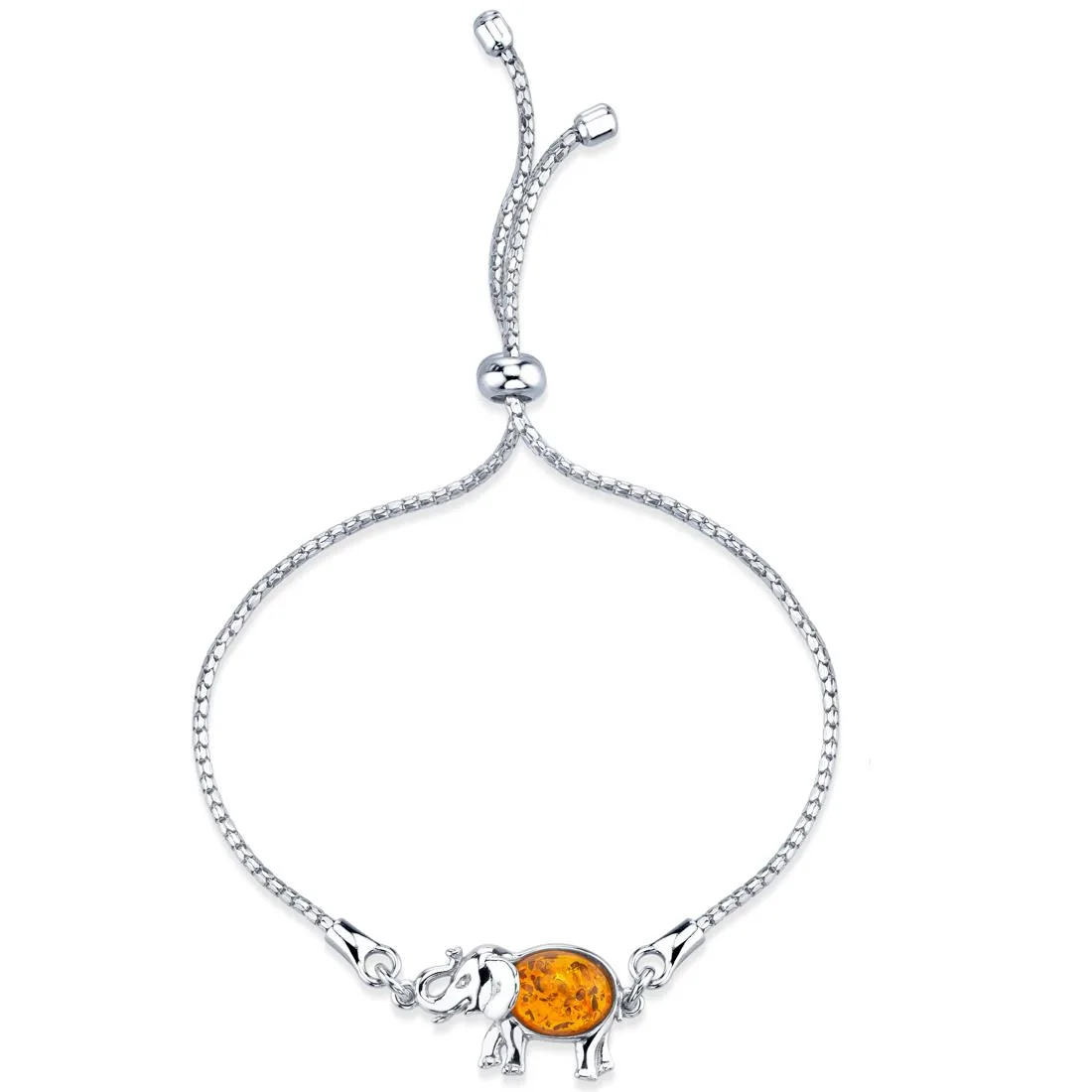 Oravo Oravo Baltic Amber Sterling Silver Elephant Adjustable Bracelet .925 — product photo