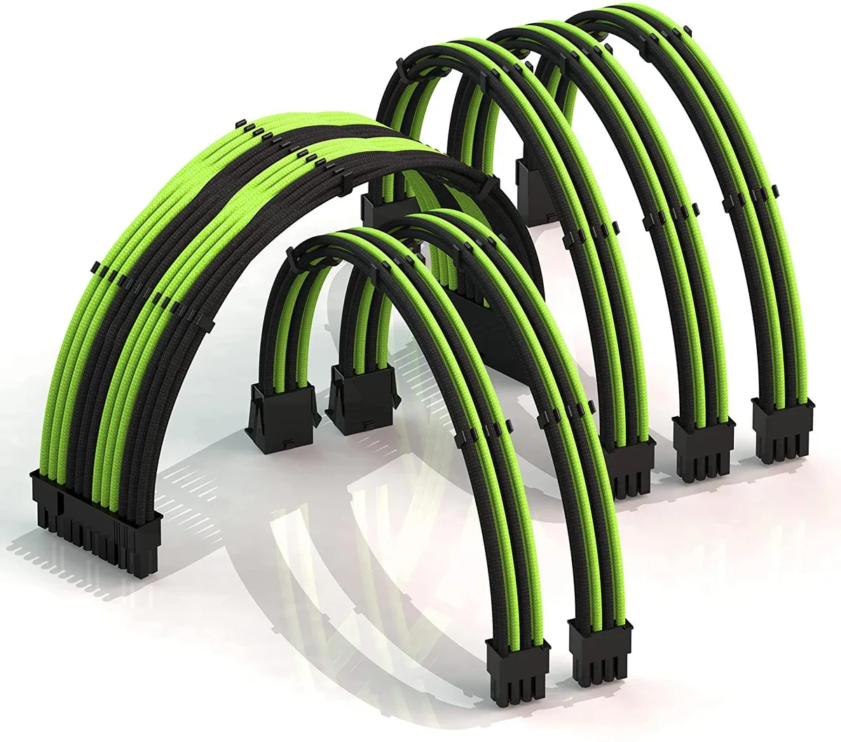 myVolts myVolts PSU Cable Extension Kit 24-Pin 4+4-Pin 2x 6+2-Pin 30cm GreenBlack — fotografija proizvoda