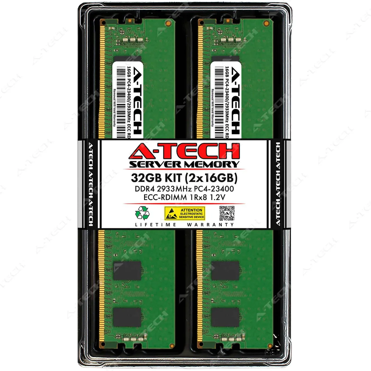 A-Tech A-Tech 32GB (2x16GB) DDR4 2933 ECC RDIMM 1Rx8 Server RAM — product photo
