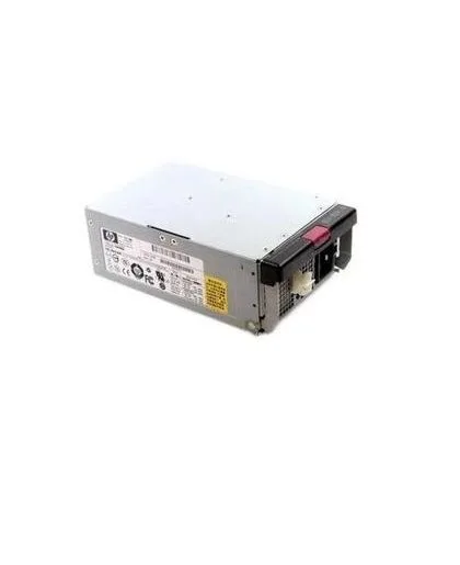 HP 409858-001 redundant hot-swap power supply unit, silver metal enclosure with integrated handle and rear exhaust grille