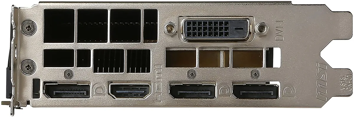 MSI GeForce GTX 1070 Ti AERO 8G single-fan graphics card, matte black shroud, silver backplate, three DisplayPort, one HDMI, one DVI-D