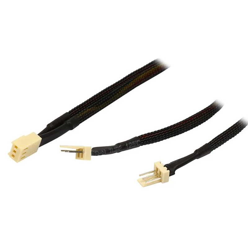 EN-Labs EN-Labs 3PINSPL212 1-to-2 3-pin fan power splitter cable 12 inch black sleeved — ภาพสินค้า