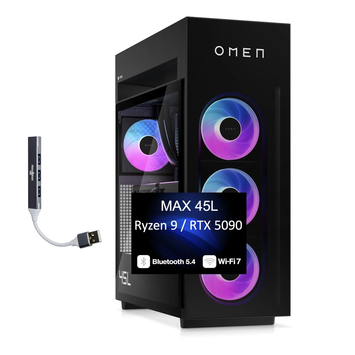 HP HP OMEN MAX 45L Gaming PC Ryzen 9 9900X3D RTX 5090 32GB DDR5 1TB SSD 1200W Shadow Black — photo du produit