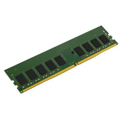 Green rectangular DDR4 DIMM module with black chips and gold contacts