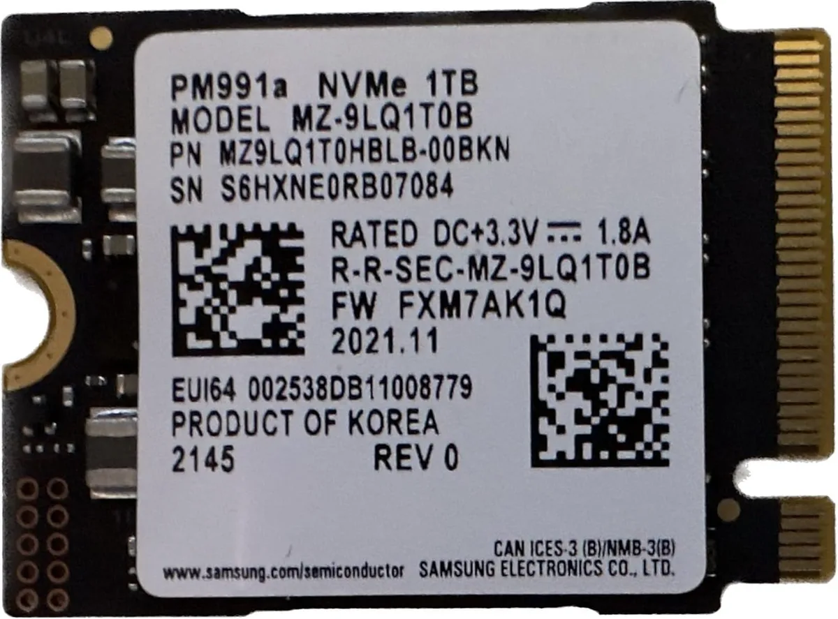 SAMSUNG SAMSUNG PM991a 1TB M.2 2230 NVMe internal SSD — toote foto