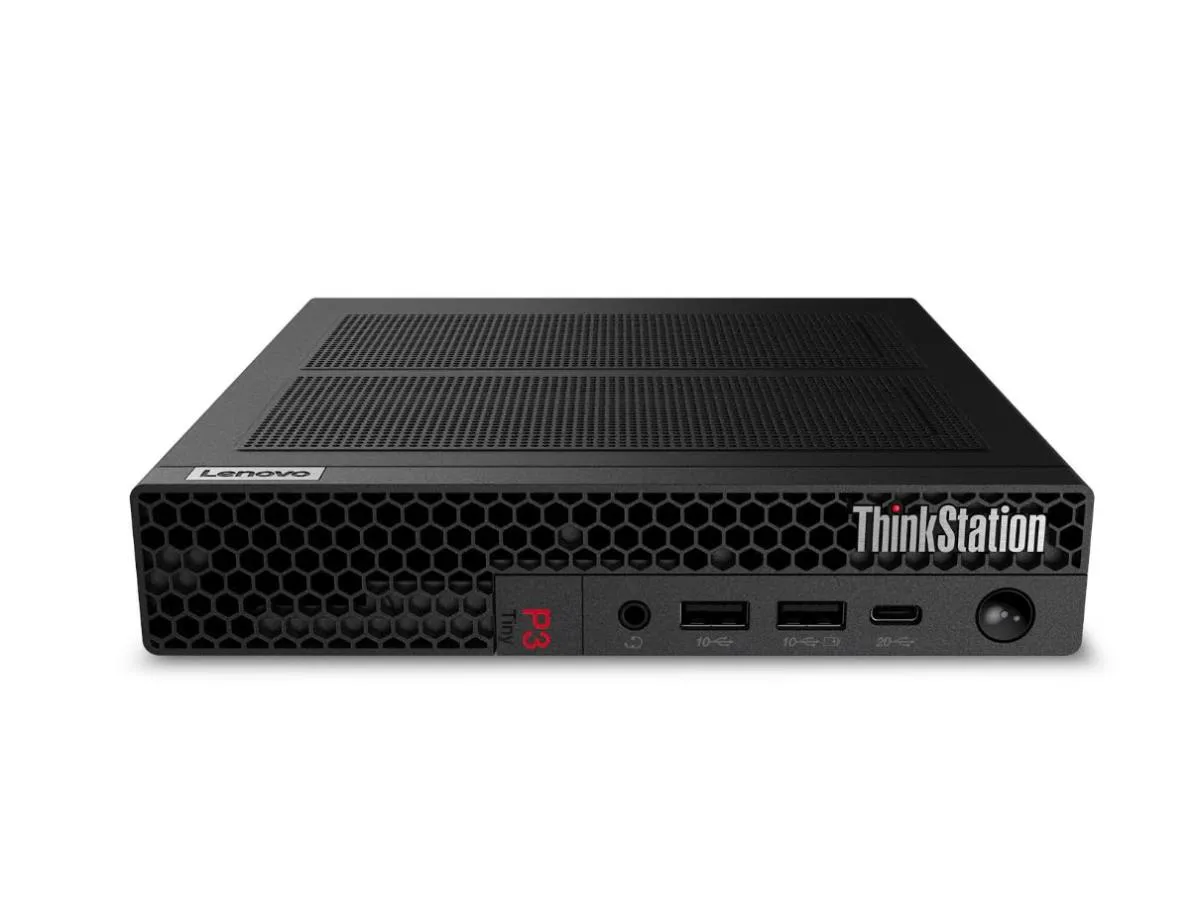 Compact black desktop tower, tiny form factor, matte finish