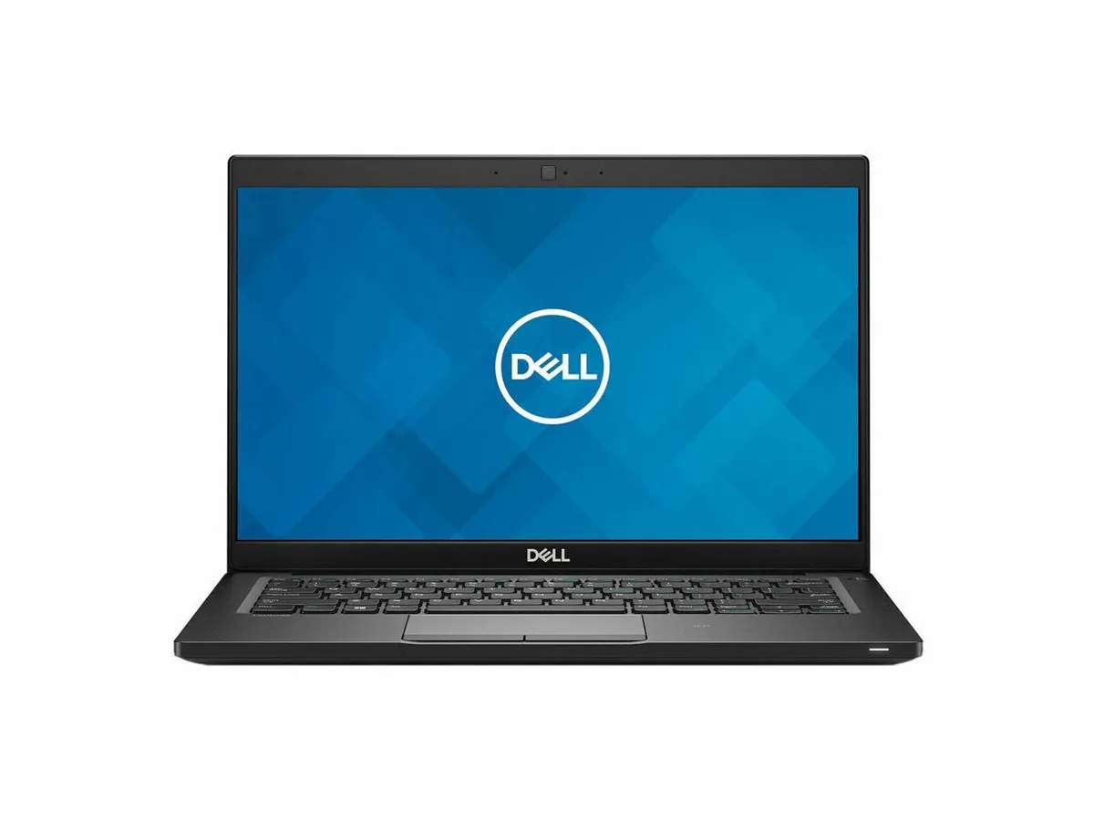 Silver Dell Latitude 7390 laptop, 13.3 inch non-touch FHD screen, compact business ultrabook