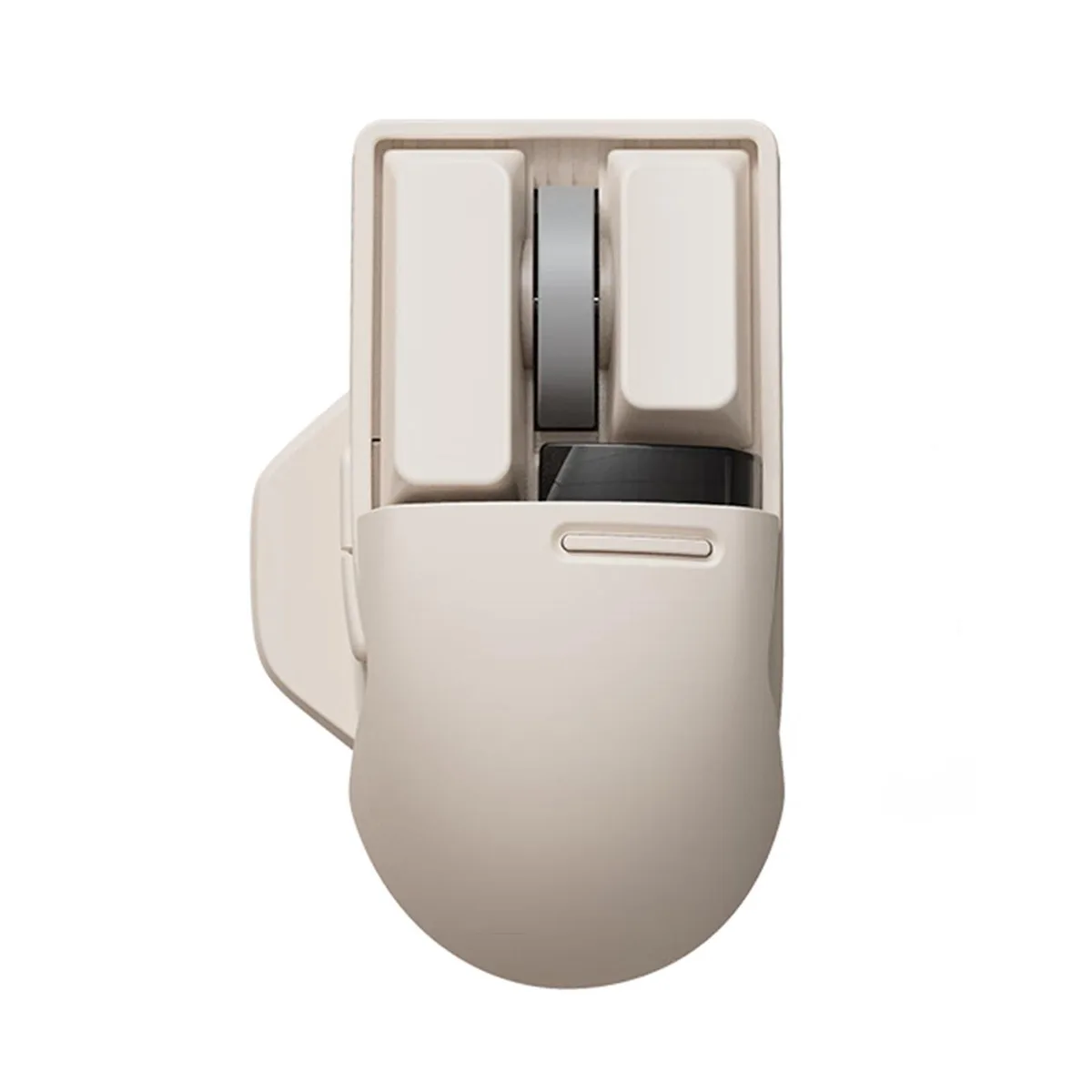 White wireless gaming mouse with OLED display and matte PBT finish
