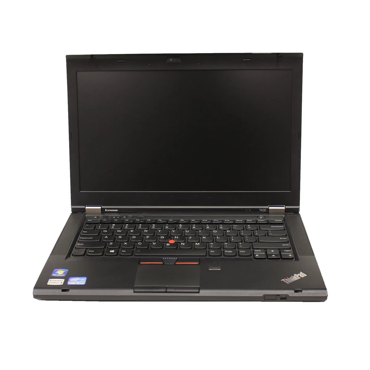 Black 14 inch ThinkPad T430 laptop with matte finish and island keyboard