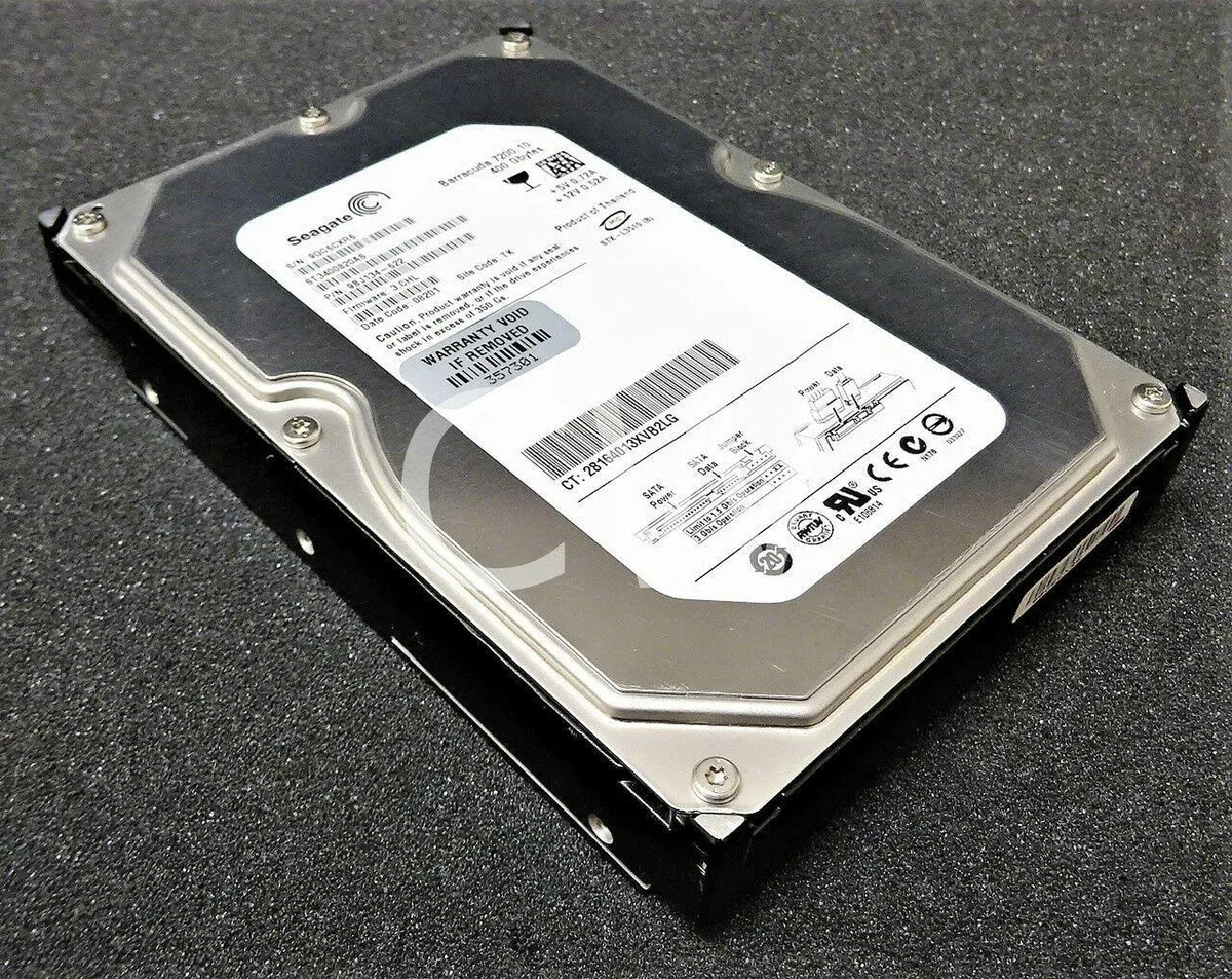 Silver 3.5 inch SATA hard drive with circuit board visible