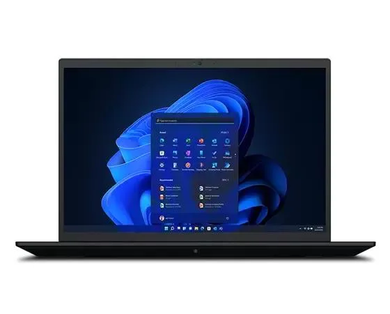 Slim 16 inch laptop in dark finish with thin bezels and carbon fibre texture