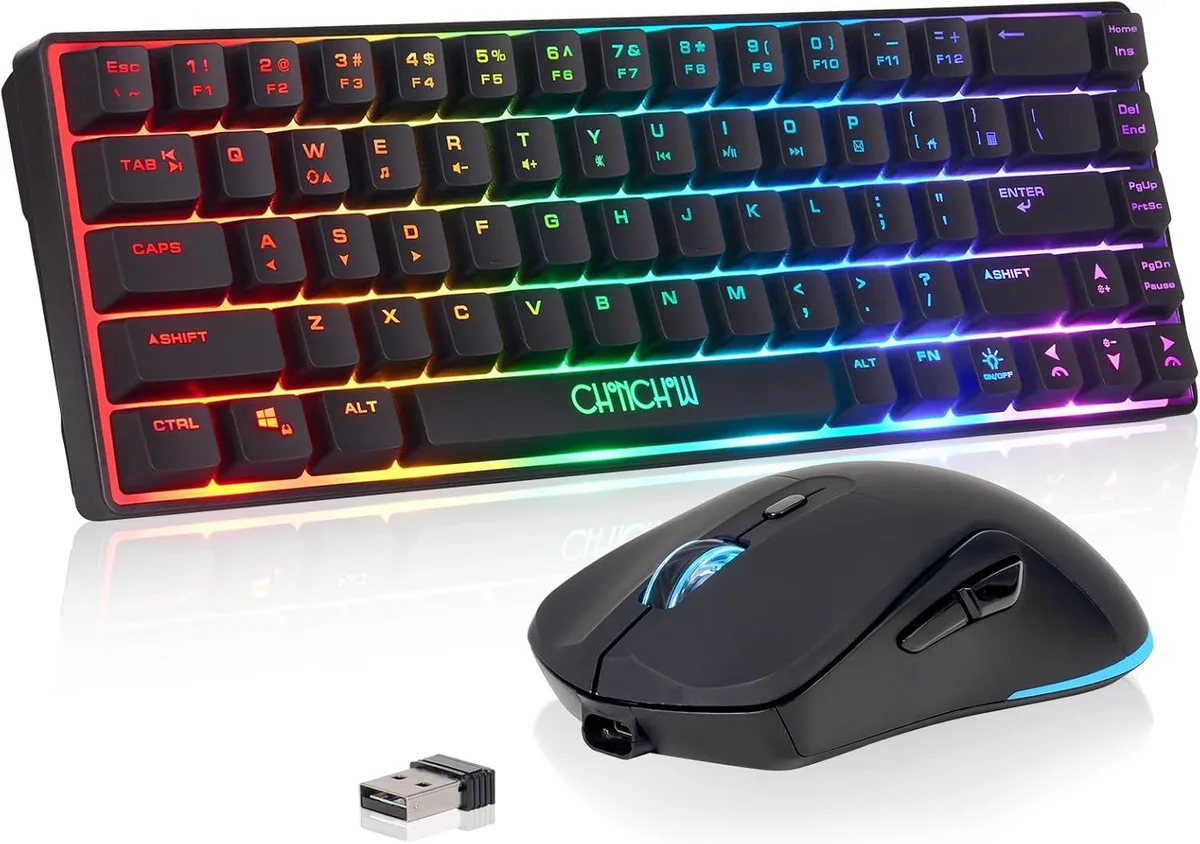 usbroway usbroway 60% Wireless Gaming Keyboard and Mouse Combo 68-Key 2.4G 2000mAh 500mAh Black — toote foto
