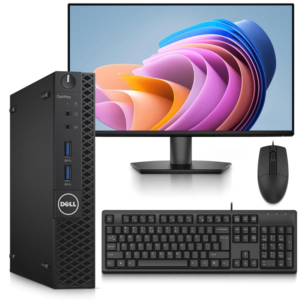 Dell OptiPlex 3050 Mini PC and 24 inch monitor with keyboard and mouse