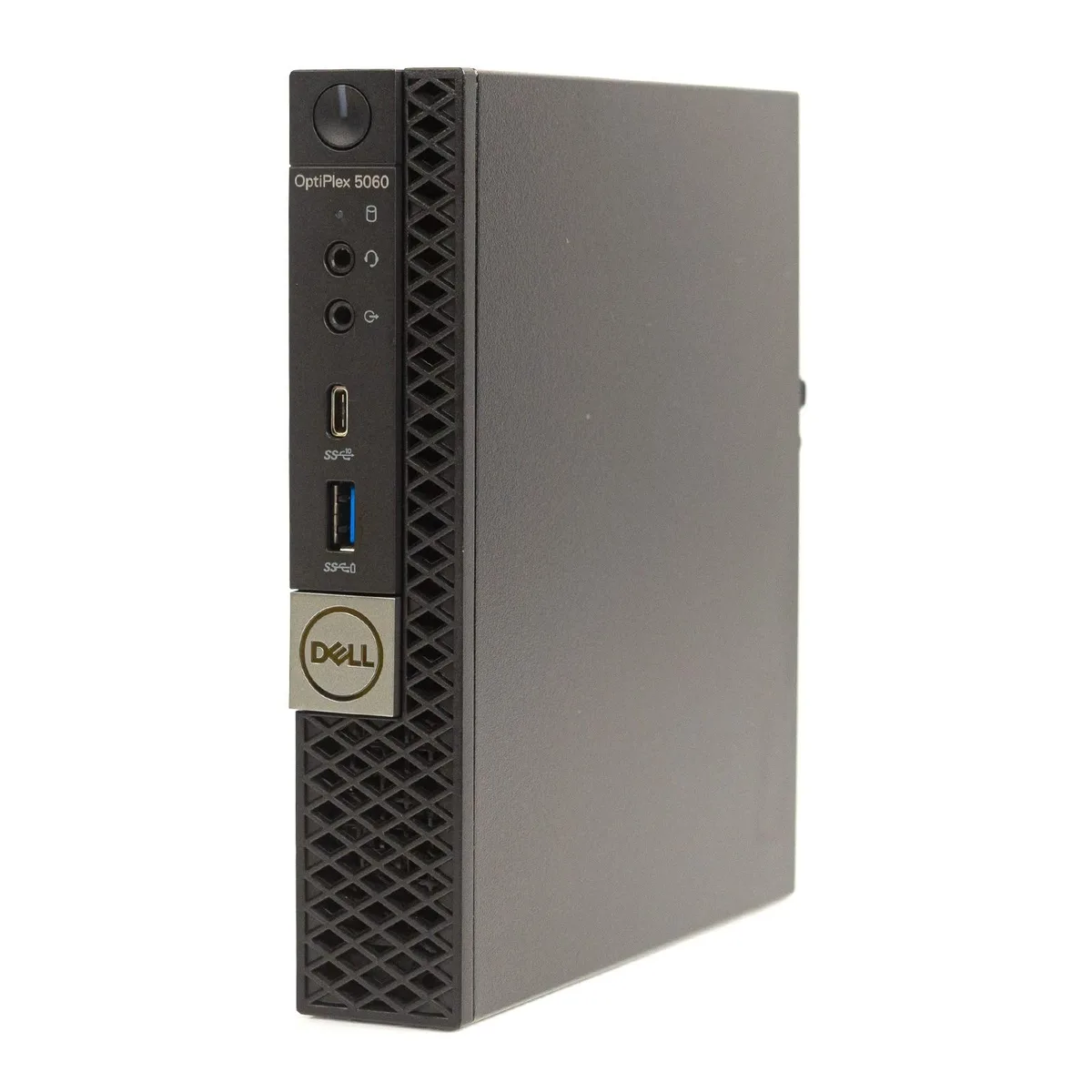 Small black rectangular desktop micro PC, compact form factor, matte finish