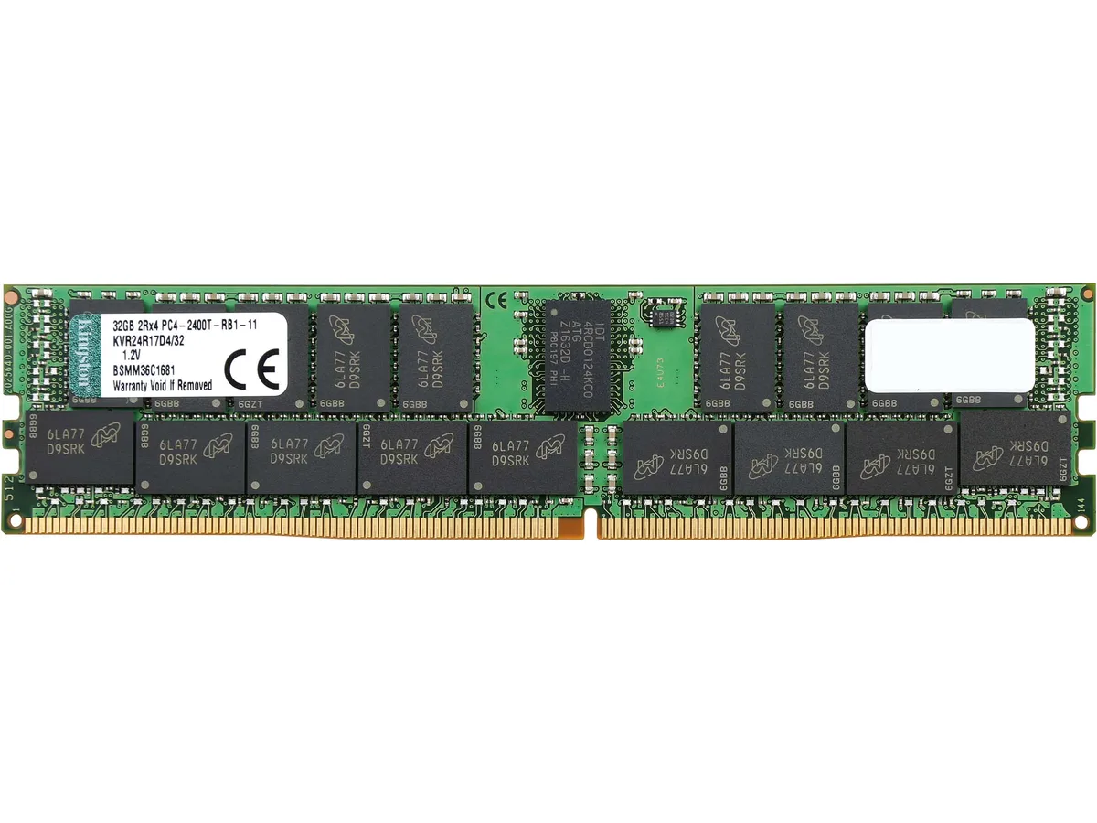 Kingston Technology Corp. Kingston Technology Corp. KVR24R17D4/32 32GB DDR4 2400 ECC Reg DIMM server RAM — product photo