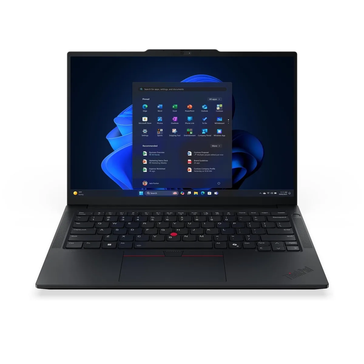 Black 14-inch ThinkPad laptop closed on a plain background