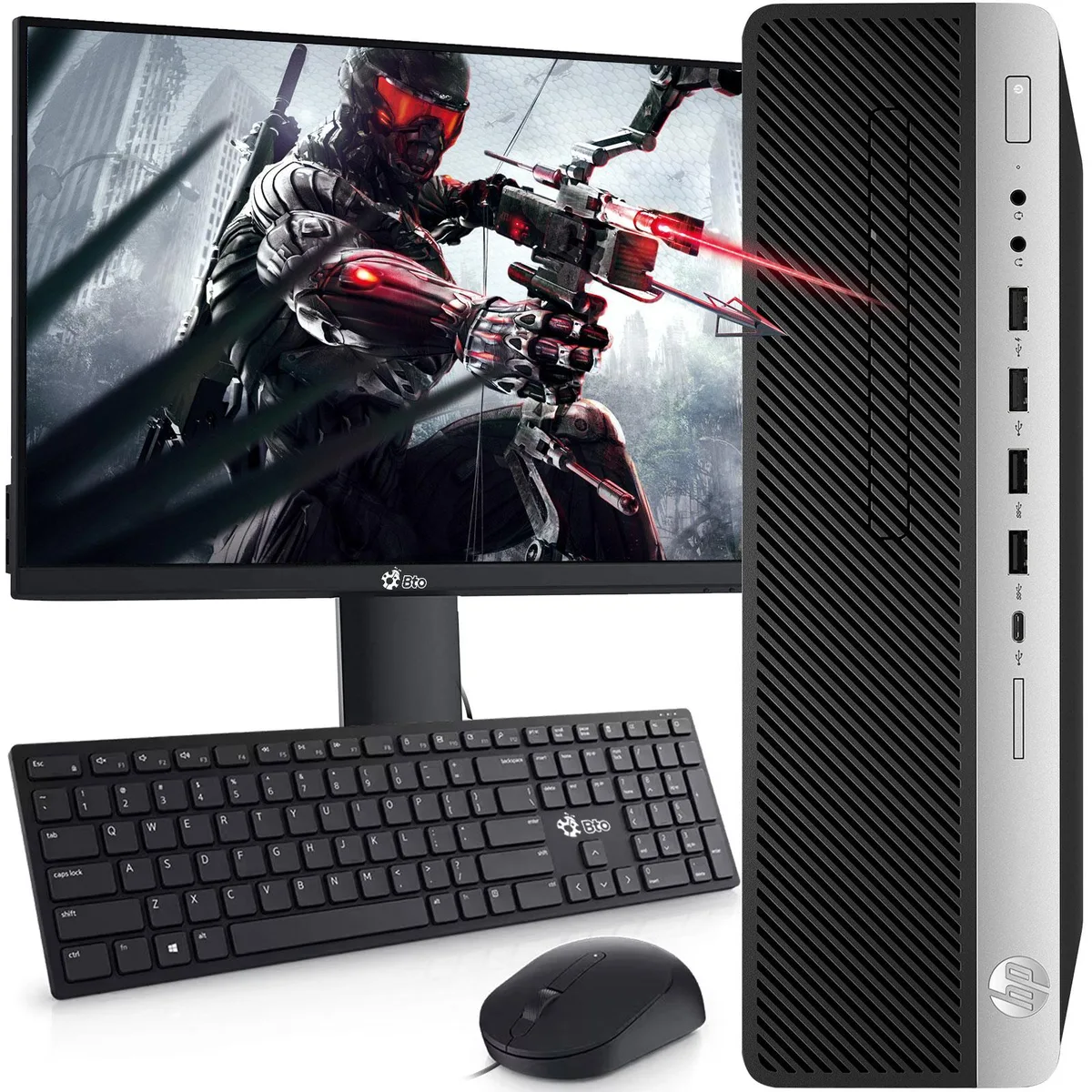 HP HP 600 G3 Gaming Desktop PC i5-6500 16GB DDR4 512GB SSD 2TB HDD Radeon RX 550 4GB 19" Monitor Win 10 Pro — photo du produit
