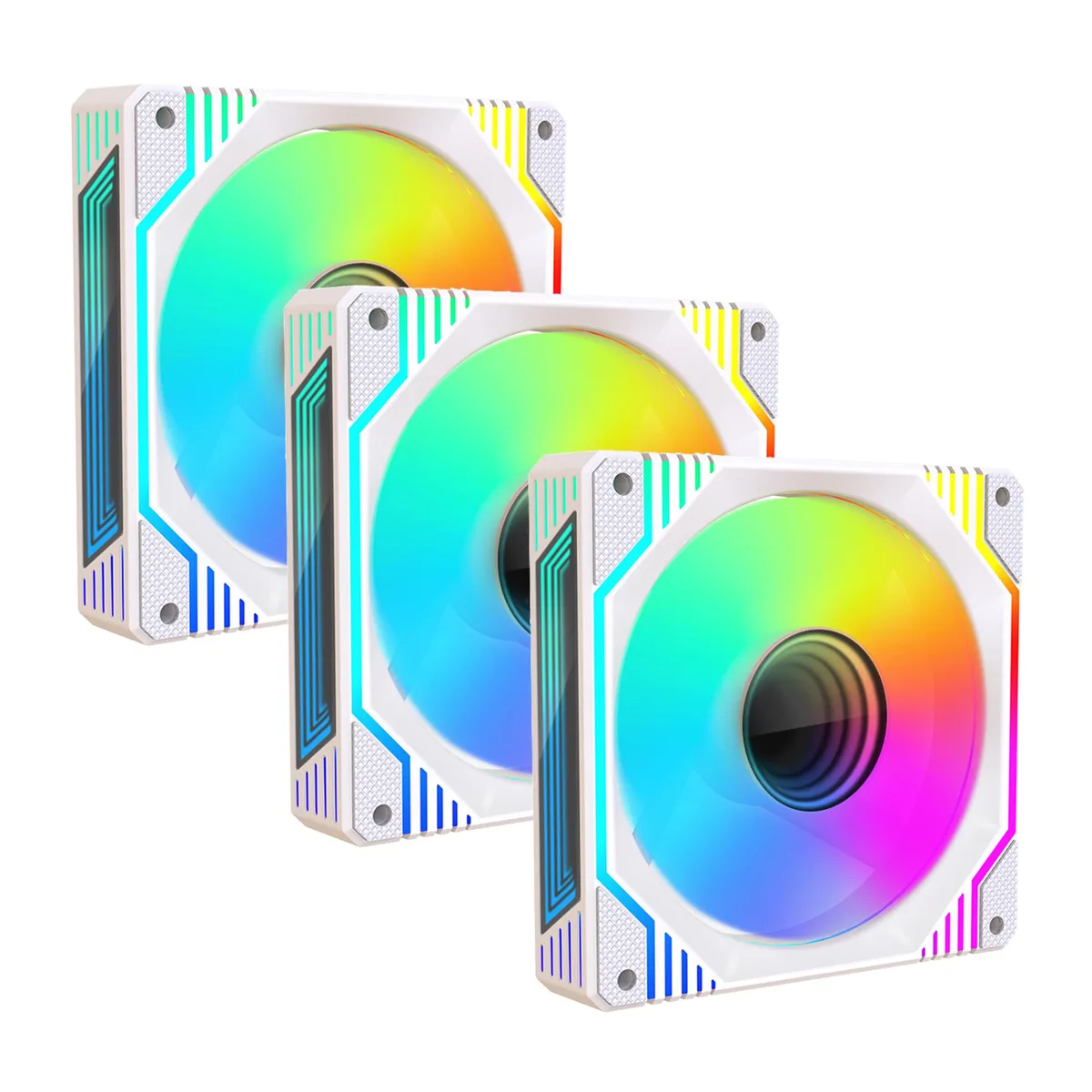 PANO-MOUNTS PANO-MOUNTS 120mm White Infinity Mirror ARGB Case Fan 3-Pack — foto do produto