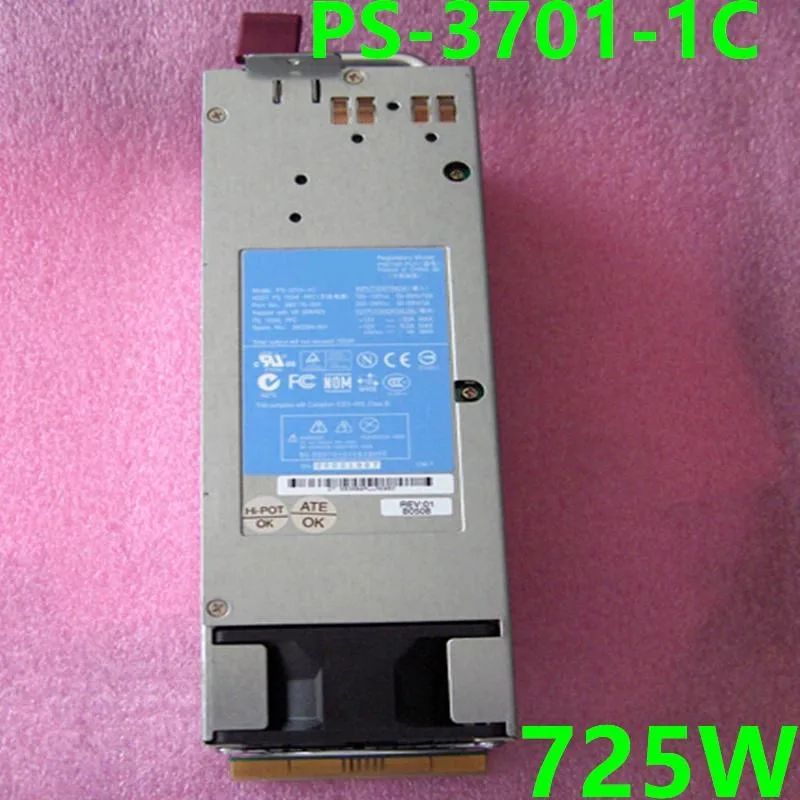Rectangular ATX power supply unit with matte black metal casing and rear exhaust fan grille