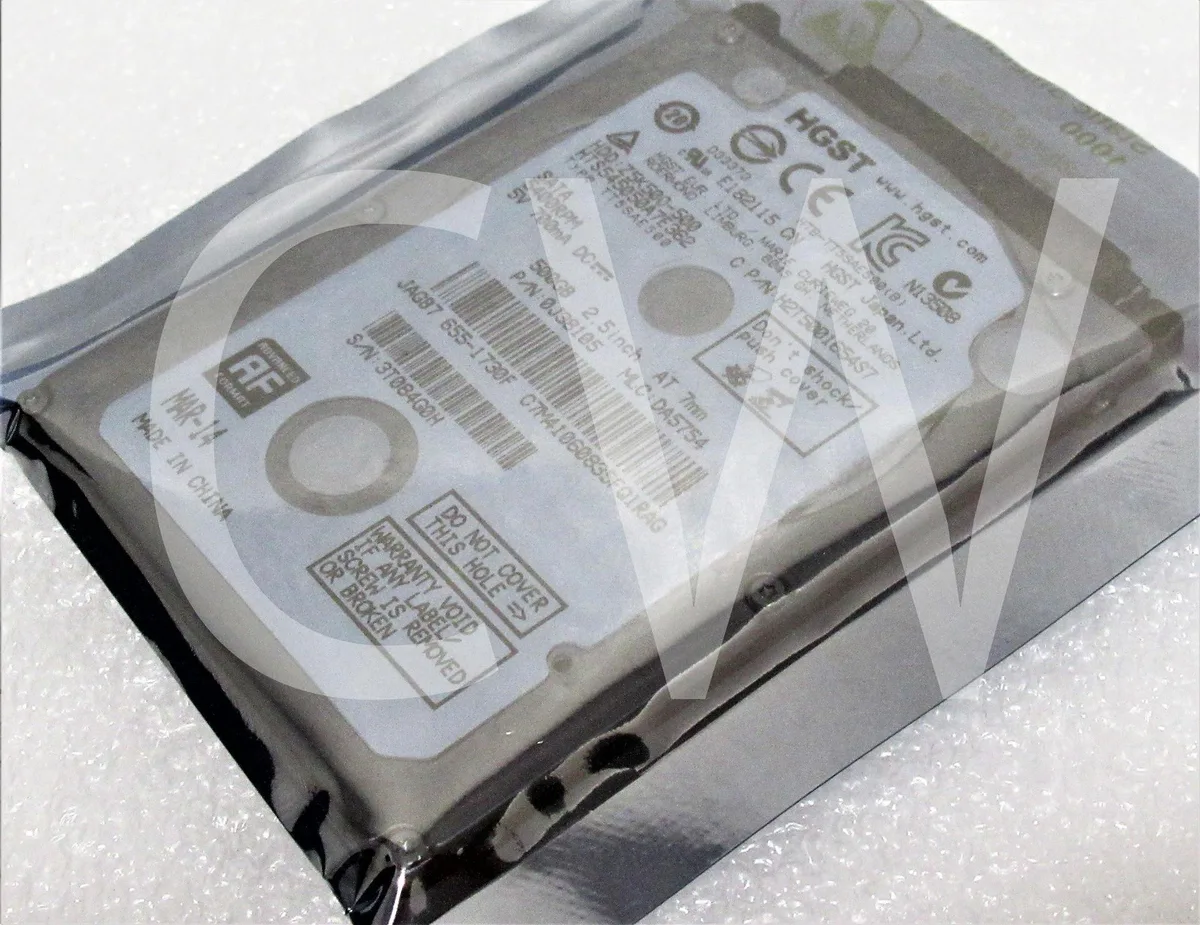 Silver 2.5 inch SATA hard drive bare circuit board visible
