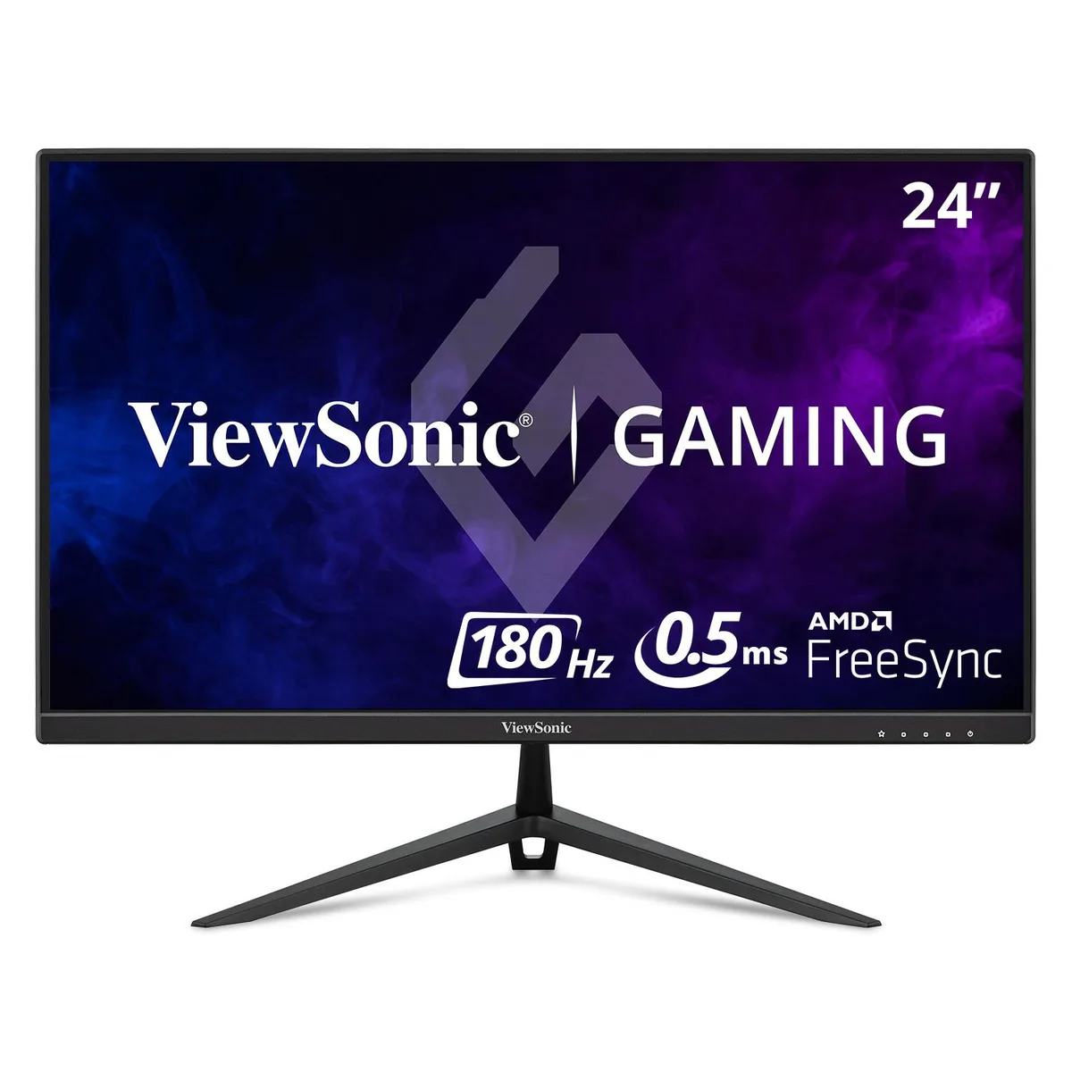 Black 23.8 inch IPS gaming monitor with thin bezels on a tilt stand