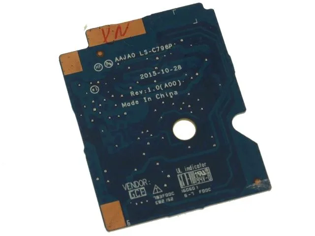 Green rectangular circuit board with silver connectors and mounted components