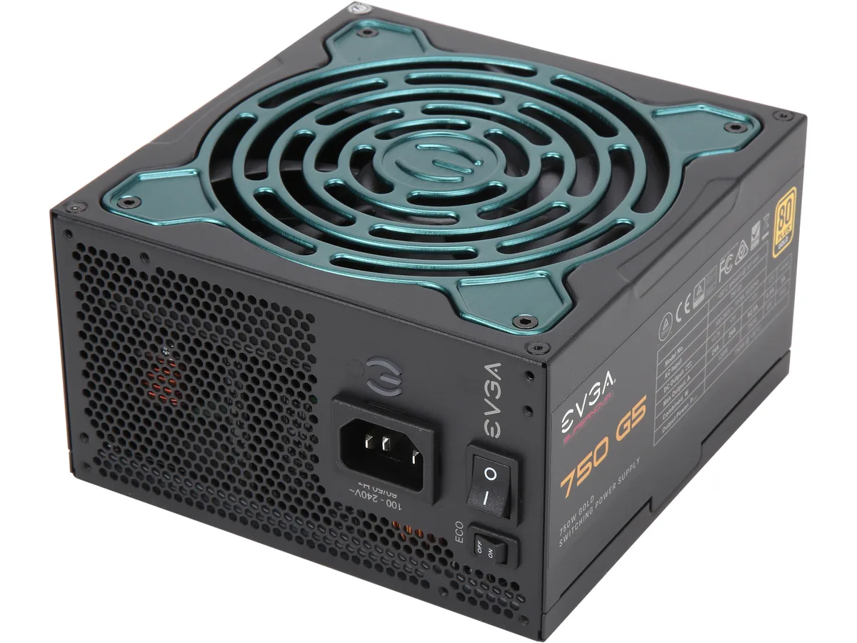 Rectangular black ATX power supply, 150mm long, fully modular with 135mm fan