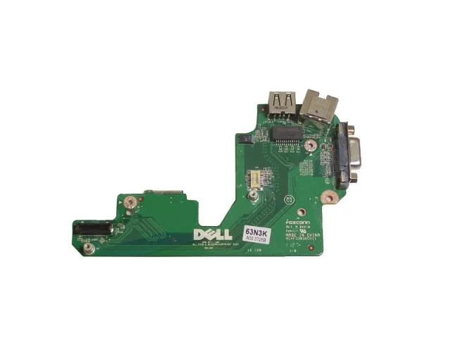 Green circuit board with VGA, ethernet and USB ports