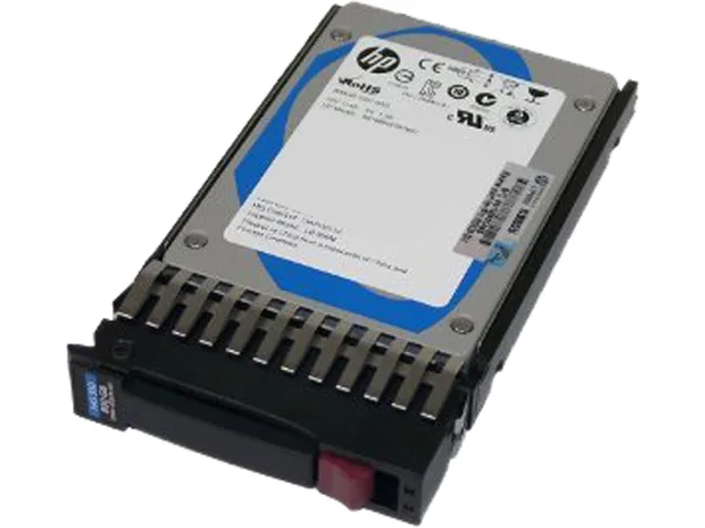 Rectangular 2.5 inch SAS SSD with silver metal casing and green circuit board visible