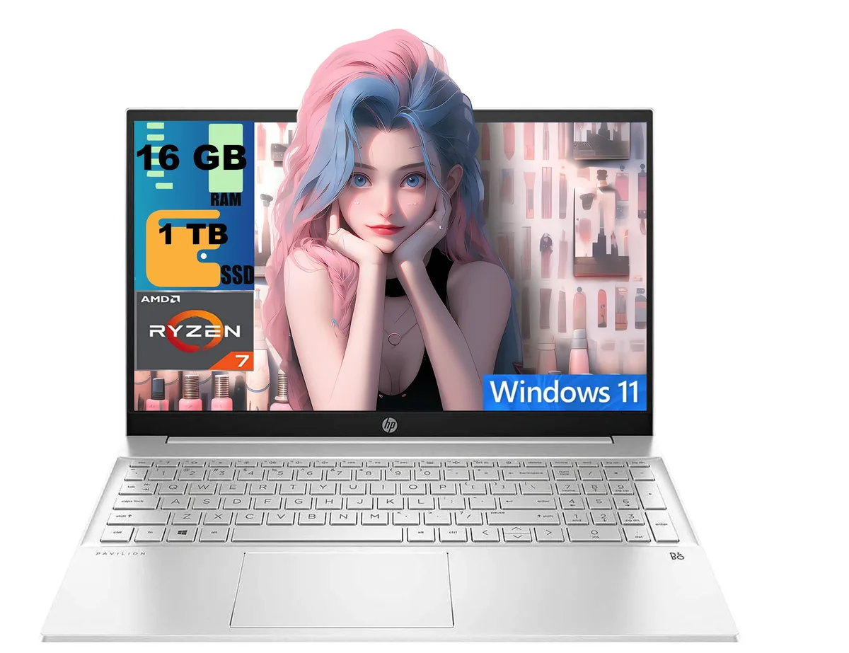 HP HP Pavilion 15 laptop Ryzen 7 5700U 16GB 1TB SSD 15.6 FHD touch Silver — photo du produit