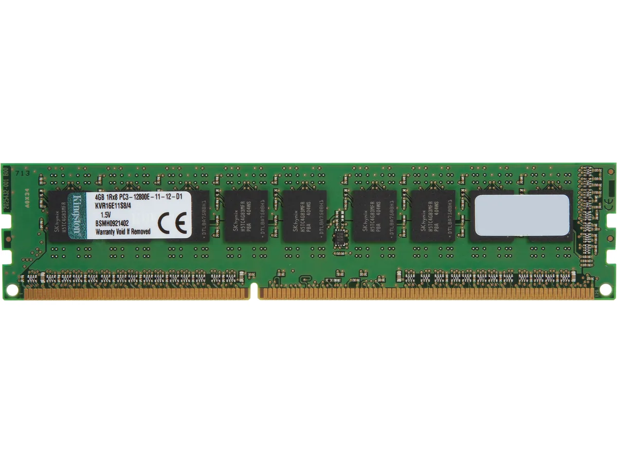 Kingston Technology Corp. Kingston Technology Corp. KVR16E11S8/4 4GB DDR3 1600 PC3 12800 ECC Unbuffered server RAM — صورة المنتج