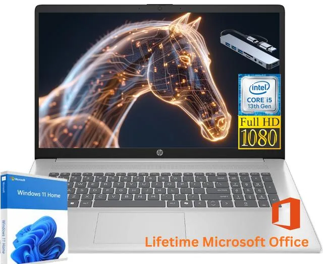 HP HP 17 laptop Intel Core i5-1334U 16GB 1TB SSD 17.3" FHD Windows 11 Home Silver MS Office Copilot — product photo