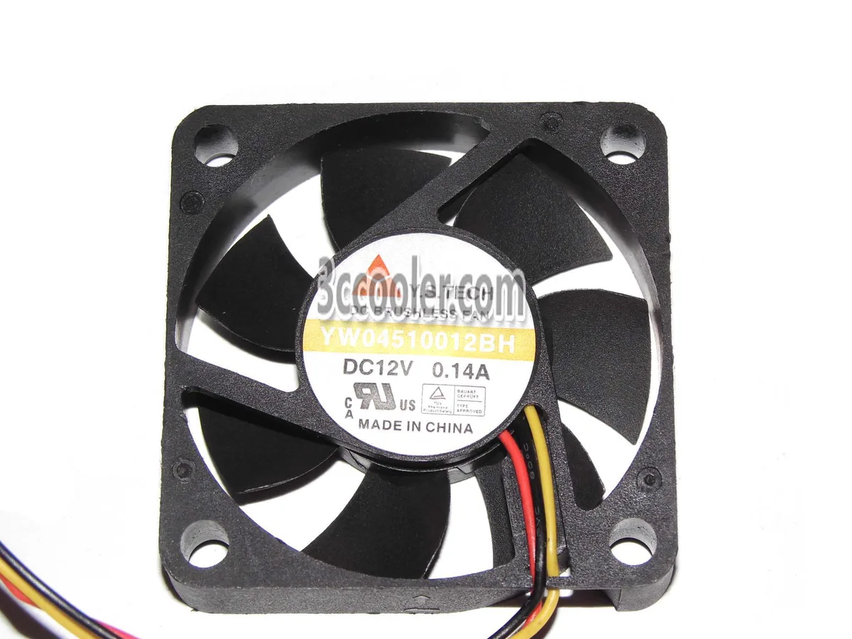 Black 45mm square cooling fan with 3-pin connector