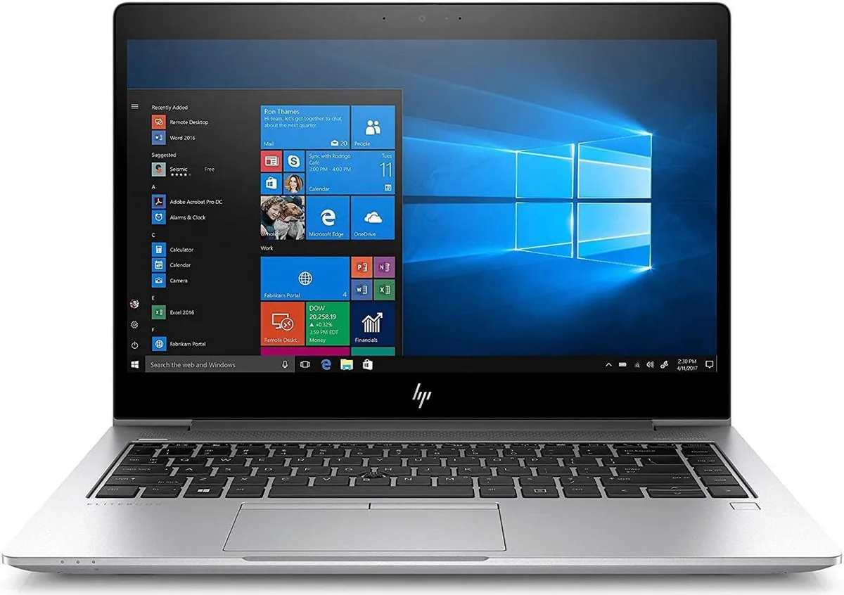 Silver HP EliteBook 840 G6 laptop, 14 inch non-touch FHD anti-glare screen, slim clamshell form factor