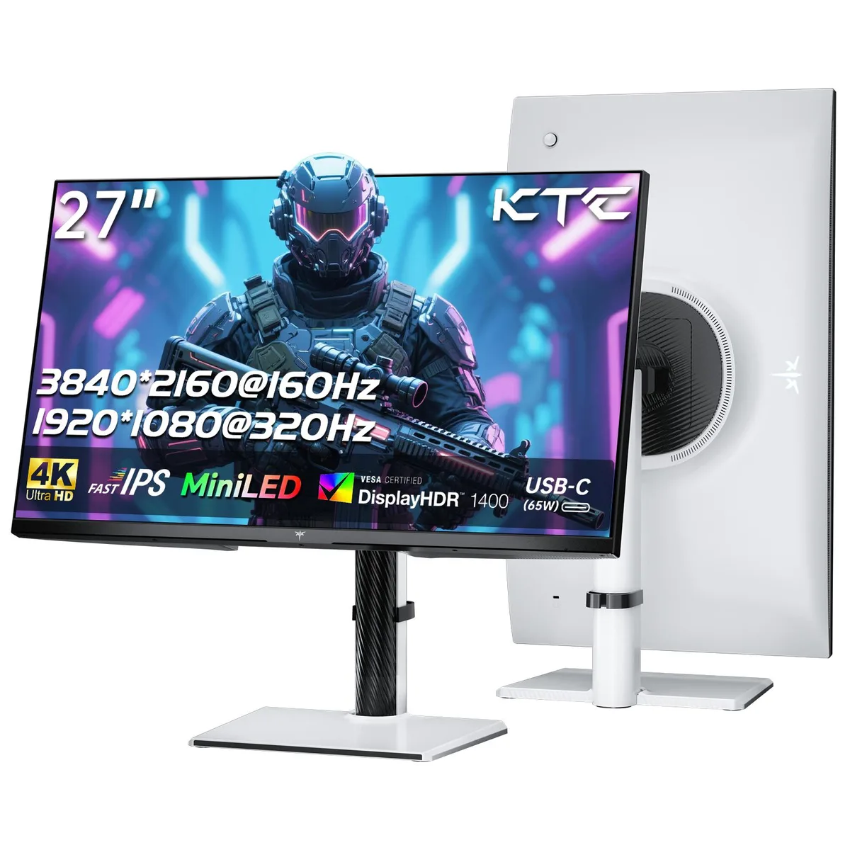 KTC KTC M27P6 27" 4K MiniLED Gaming Monitor White — photo du produit